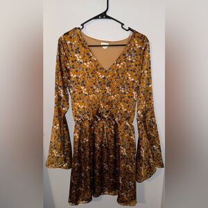 Brown floral print dress